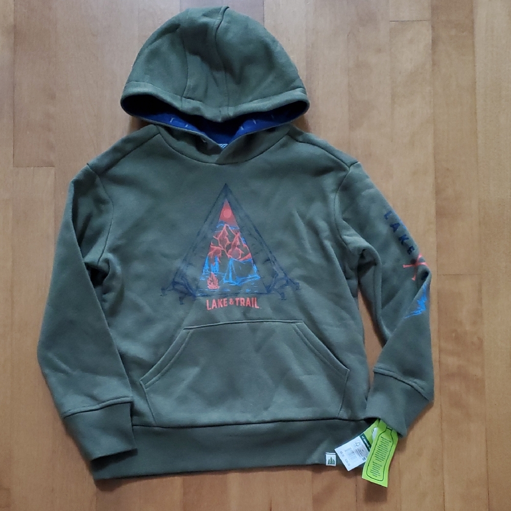 Boys Lake & Trail Green Camping Tent Hoodie Sweatshirt Size 5 6/7 10/12 NWT